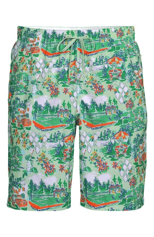 Lands' End 9" Volley Hydroliner Swim Trunks In Icy Mint Summer Scenic
