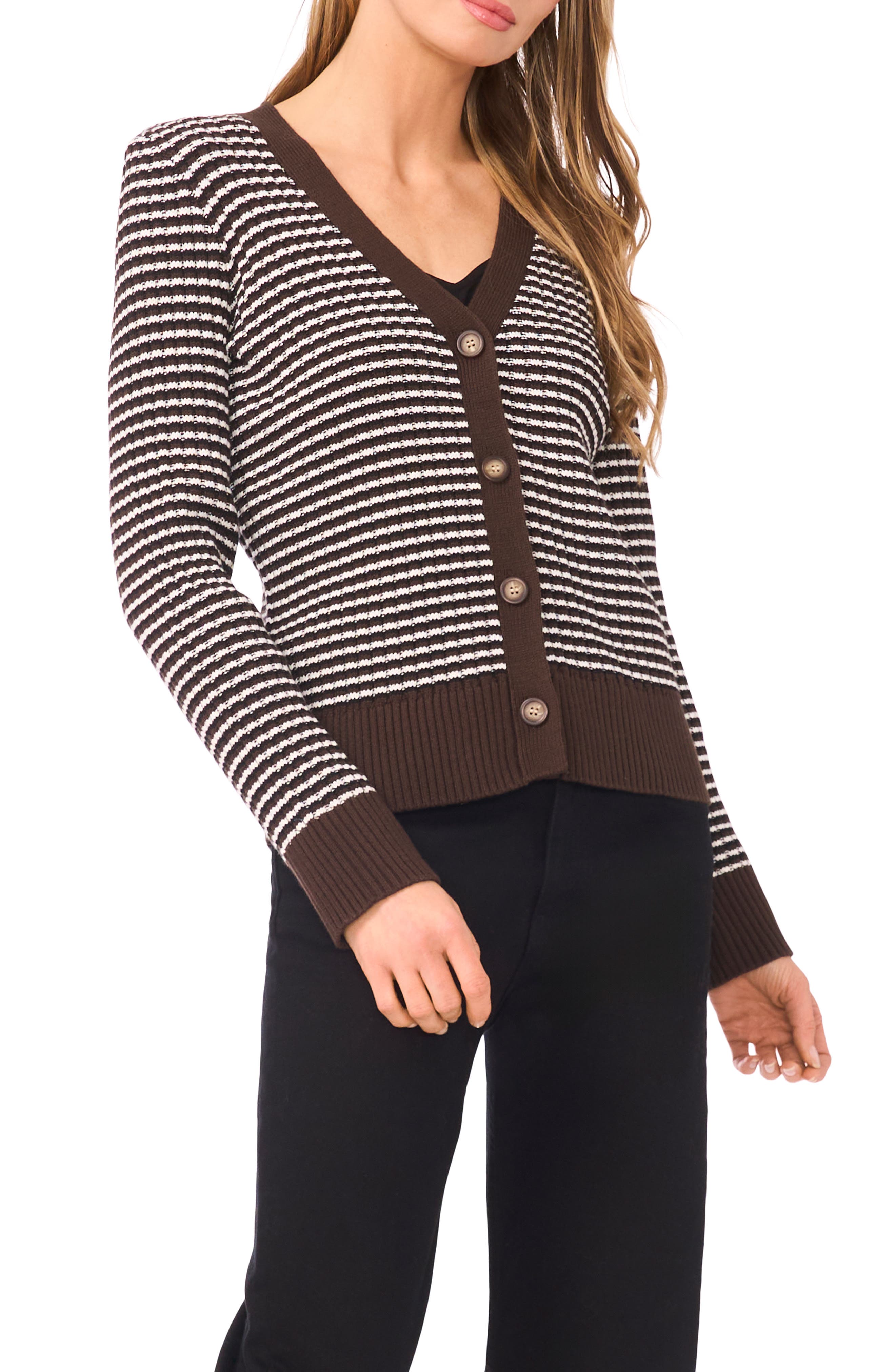 Stripe V-Neck Cardigan