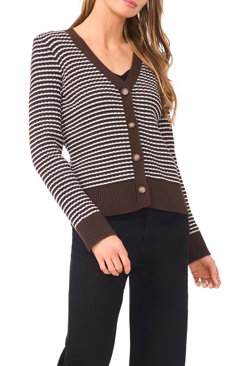 Halogen<sup>®</sup> Stripe V-Neck Cardigan, Main, color, Delicioso