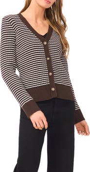 Halogen® Stripe V-Neck Cardigan