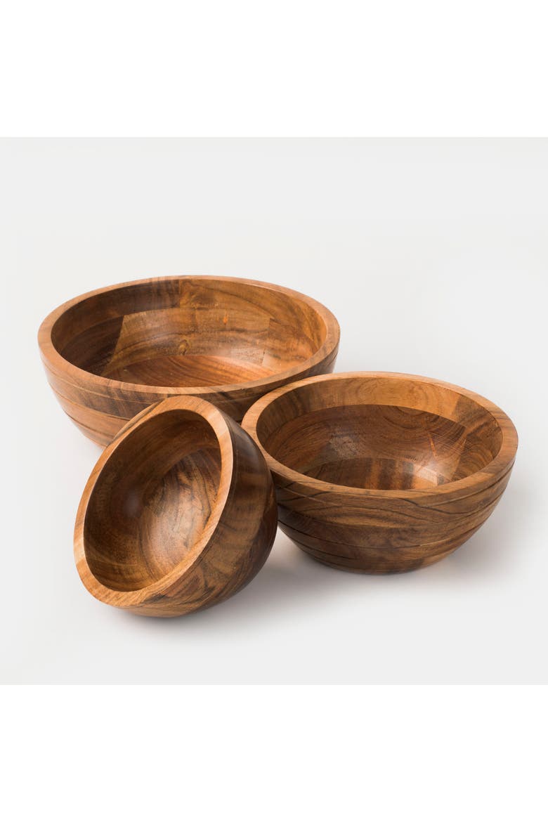 Grava Acacia Wood Bowls, Alternate, color, Brown - Large