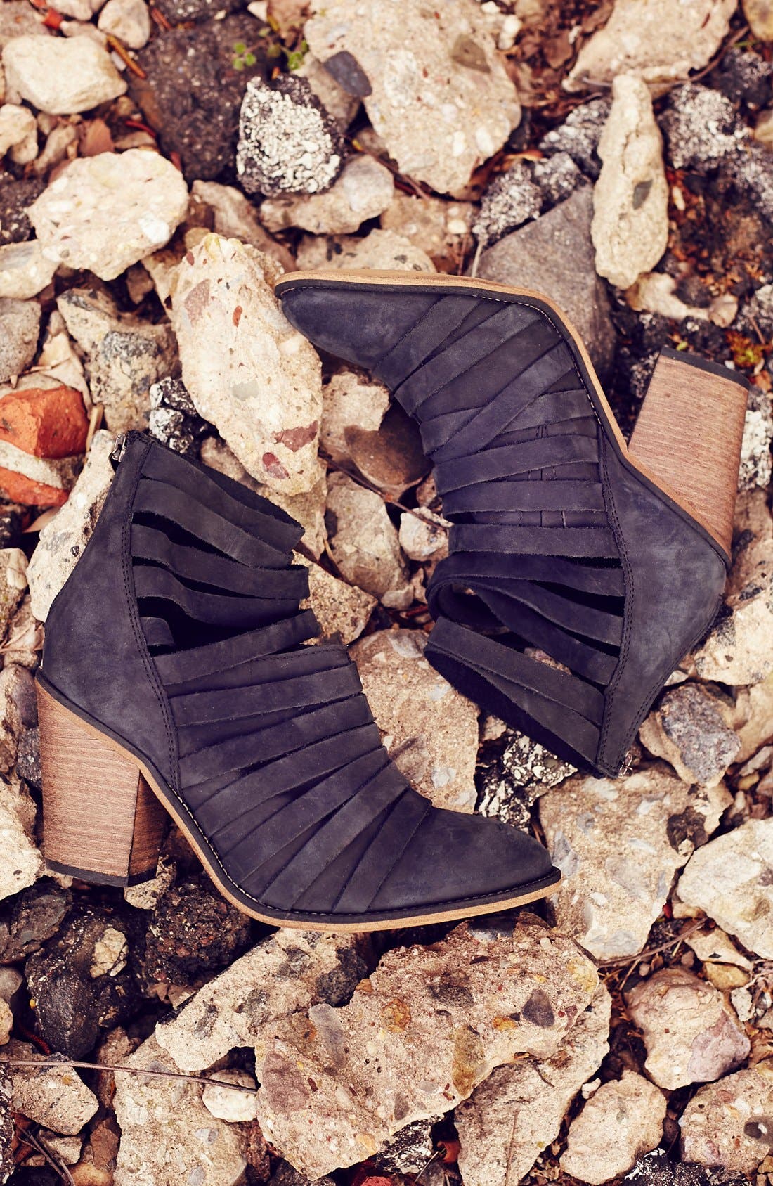 'Hybrid' Strappy Leather Bootie, Alternate, color, BLACK