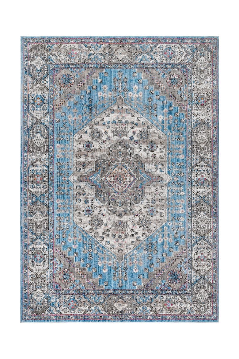 Kesan Vintage Medallion Area Rug, Main, color, Turquoise/Gray