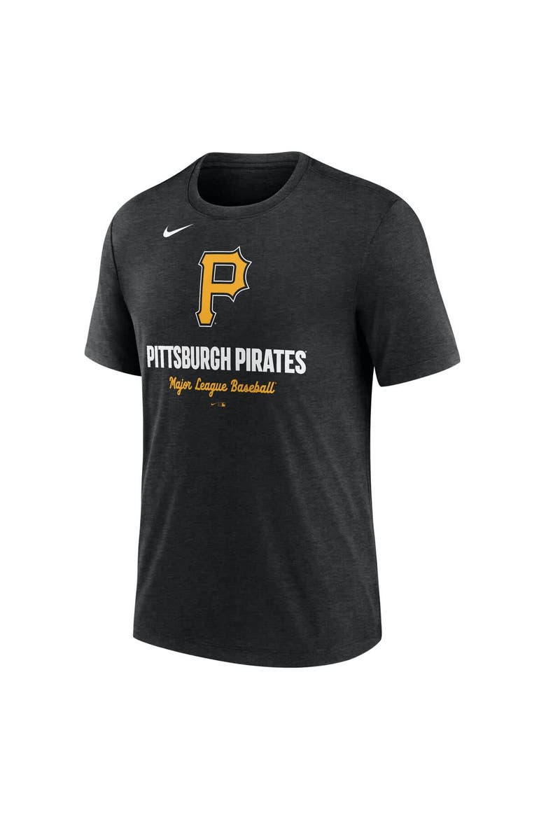 Men's Nike Heather Black Pittsburgh Pirates Logo Tri-Blend T-Shirt, Alternate, color, Heather Black