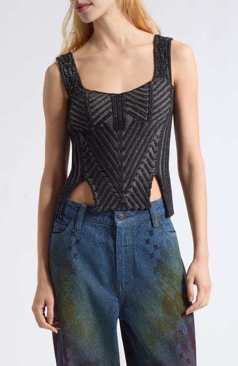 Warrior Corset Mixed Stitch Merino Wool Sweater Tank