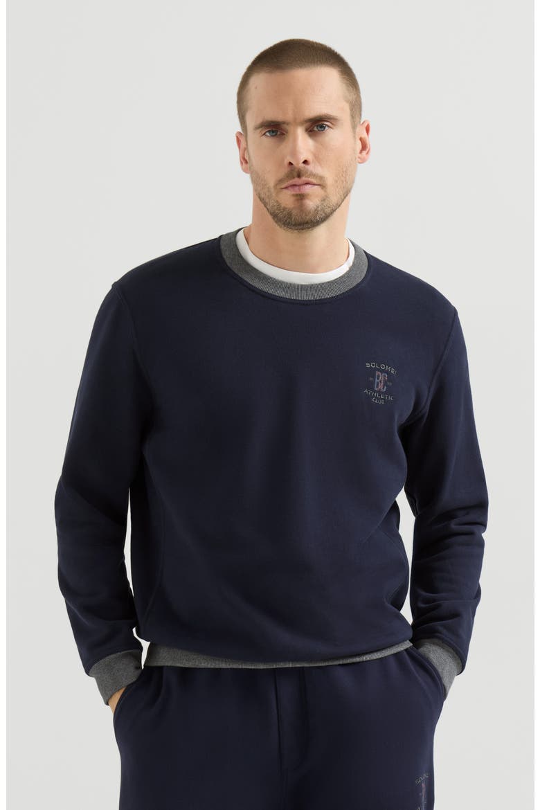 Cotton French terry sweatshirt with embroidery, Main, color, Cobalt