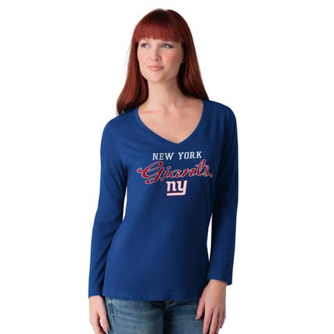 Women
s G-III 4Her by Carl Banks Royal New York Giants Post Season Long Sleeve V-Neck T-Shirt