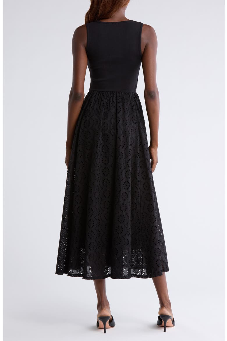 Morel Eyelet Sleeveless Maxi Sundress, Alternate, color, BLACK
