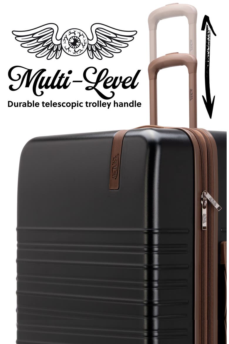 Retro Trek 3-Piece Expandable Hardside Spinner Luggage Set, Alternate, color, Black