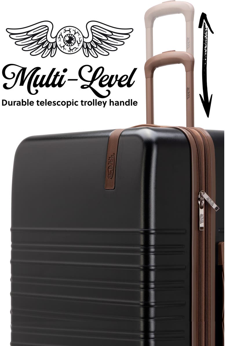 Von Dutch Retro Trek 3-Piece Expandable Hardside Spinner Luggage Set, Alternate, color, Black
