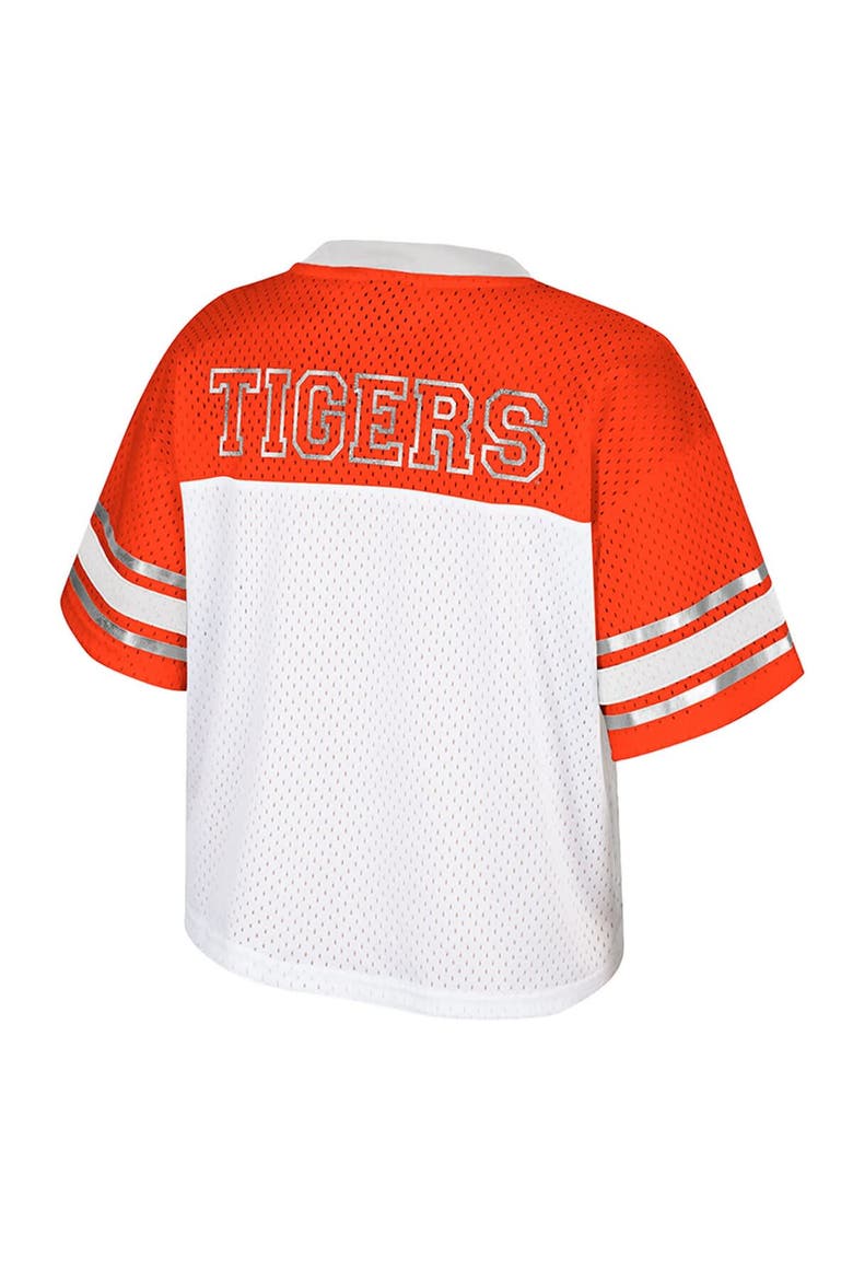 Women's Colosseum  White Clemson Tigers Treasure Cropped Football Jersey, Alternate, color, White
