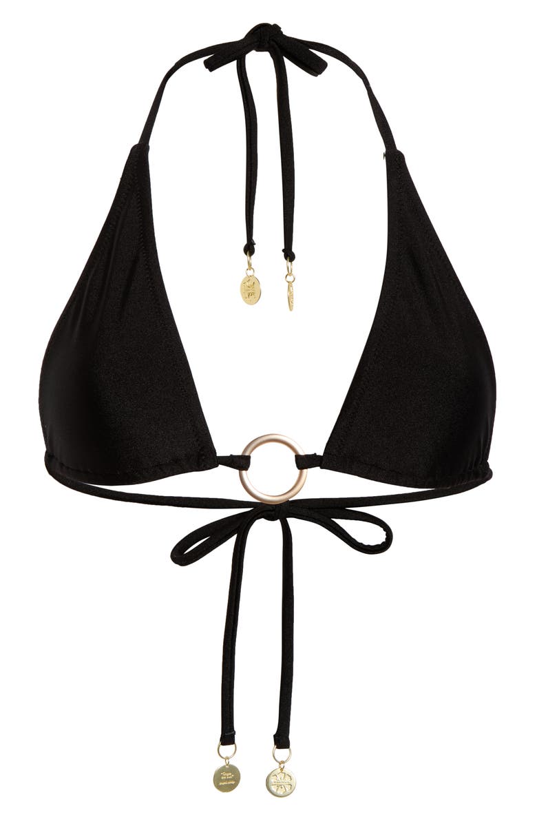 Kulani Kinis Ring Halter Bikini Top, Alternate, color, Twilight Black