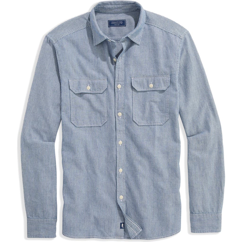 Vineyard Vines Montauk Indigo Stripe Button-up Shirt In Gray