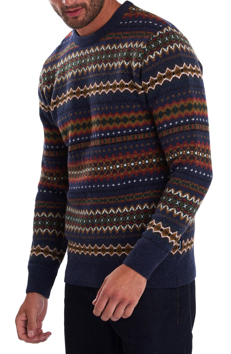 Barbour Fair Isle Crewneck Wool Sweater, Main, color, Navy Marl