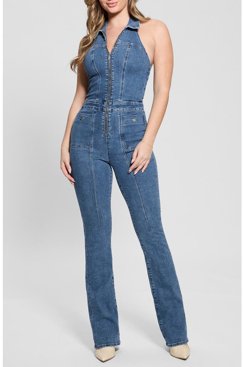 Mia Denim Halter Jumpsuit, Main, color, PIXIE BLUE