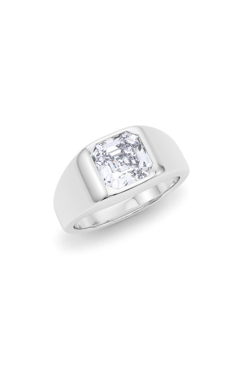 HauteCarat Men's Asscher Cut Lab Created Diamond Signet Ring, Main, color, 2.00 Ctw 18K White Gold