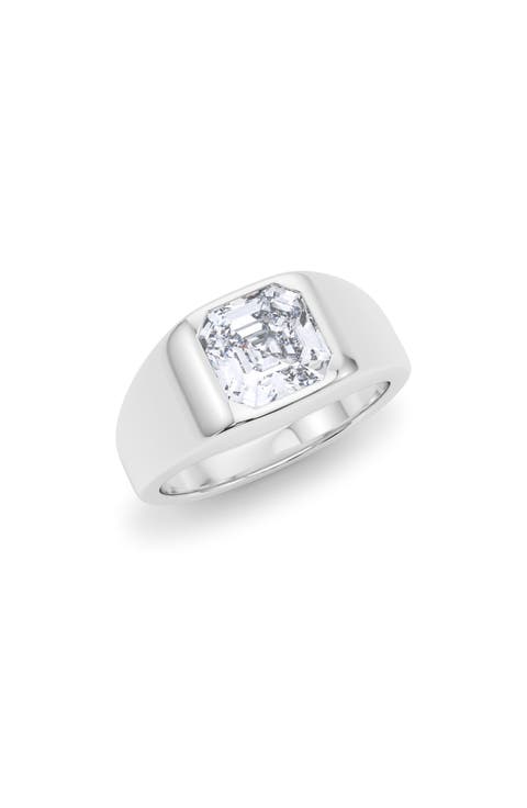 Men's Asscher Cut Lab Created Diamond Signet Ring