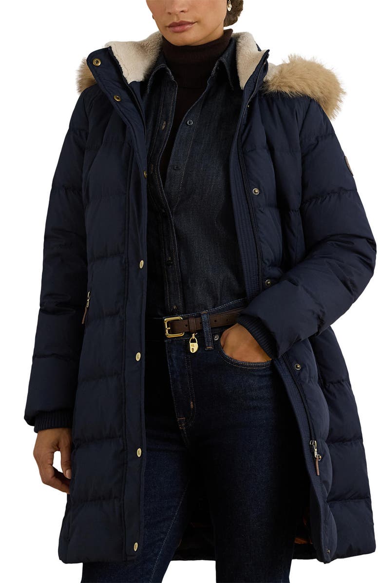 Lauren Ralph Lauren Heritage Down & Feather Fill Puffer with Faux Fur Trim Removable Hood, Alternate, color, 
