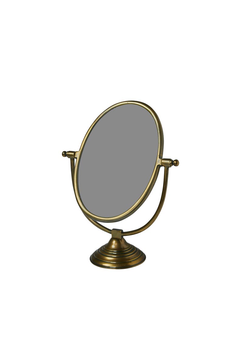 Storied Home Antique Aluminum Swivel Vanity Mirror, Brass, Main, color, Brass