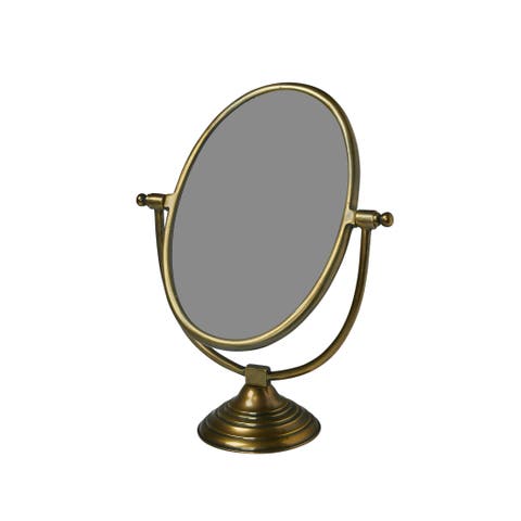 Antique Aluminum Swivel Vanity Mirror, Brass