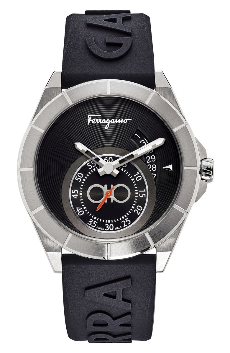 FERRAGAMO Salvatore Ferragamo Urban Silicon Strap Watch, 43mm, Main, color,