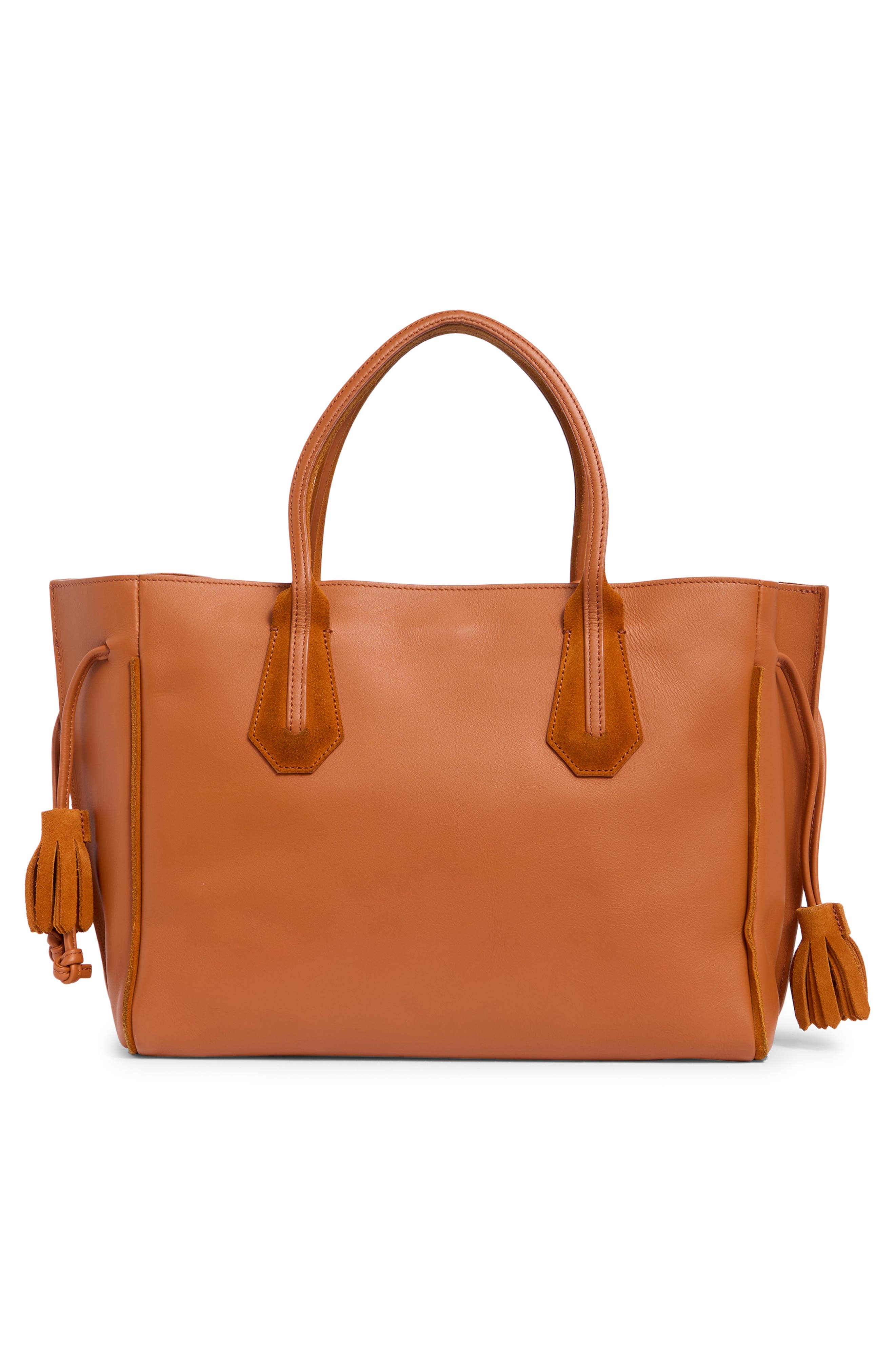 Longchamp Medium Leather Tote Bag, Alternate, color, Pumpkin