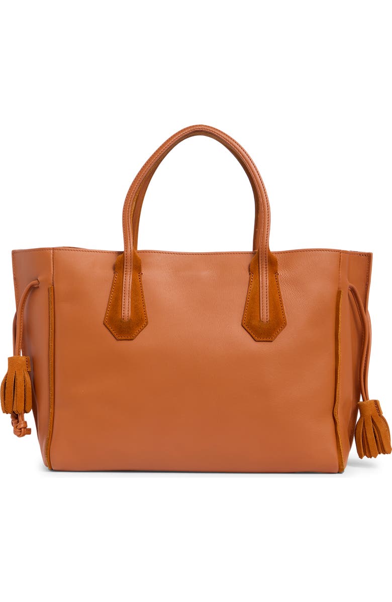 Longchamp Medium Leather Tote Bag, Alternate, color, Pumpkin