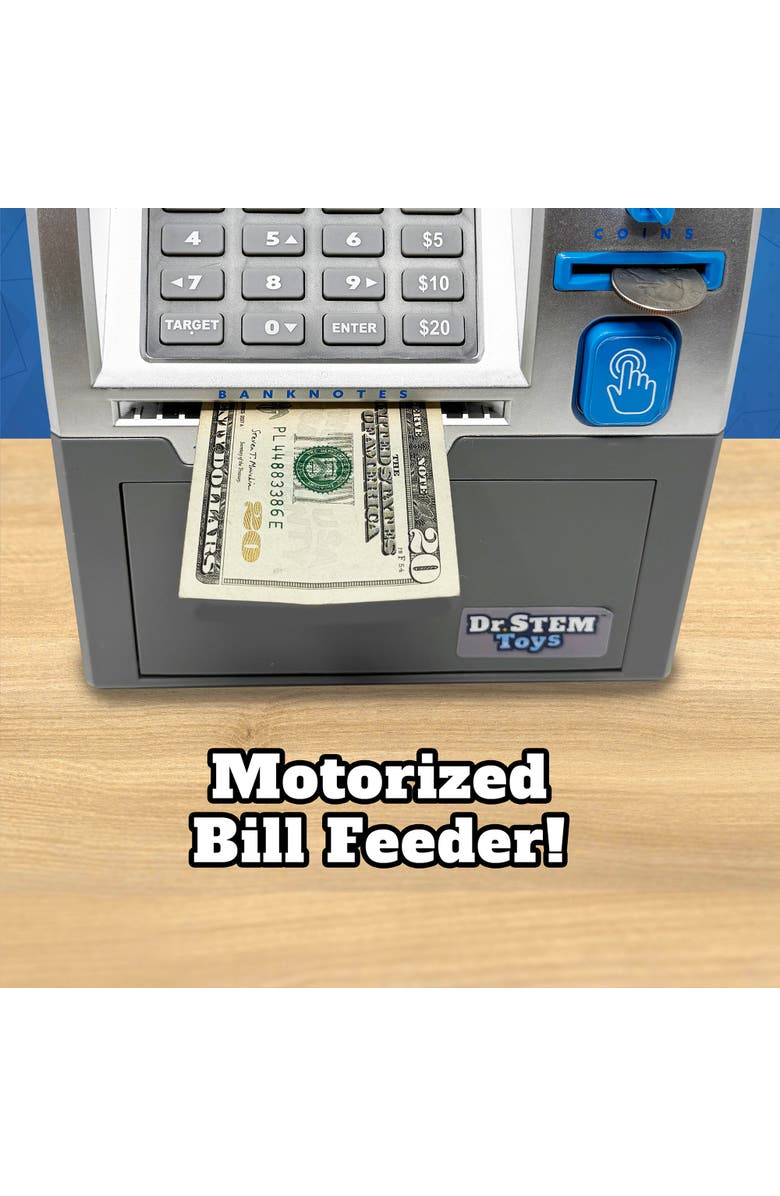 Dr. STEM Toys Electronic Atm Bank Real Money Savings Piggy Bank Toy, Alternate, color, Multicolored