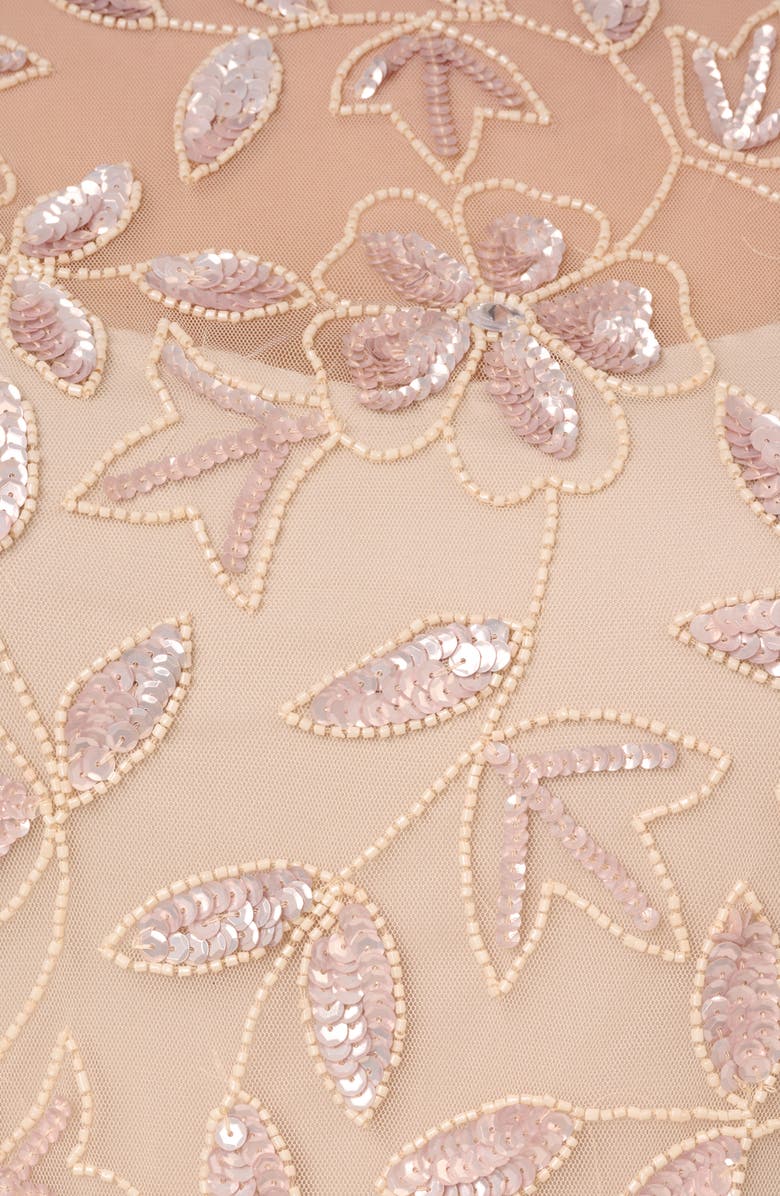 Adrianna Papell Beaded Illusion Long Sleeve Gown, Alternate, color, 