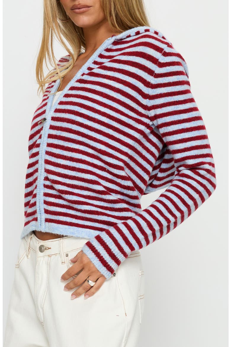 Superstars Stripe Hooded Jacket, Alternate, color, BLUE / RED STRIPE