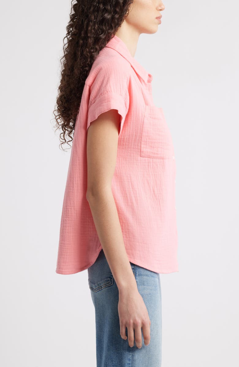 Caslon<sup>®</sup> Cotton Gauze Button-Up Shirt, Alternate, color, Pink Geranium