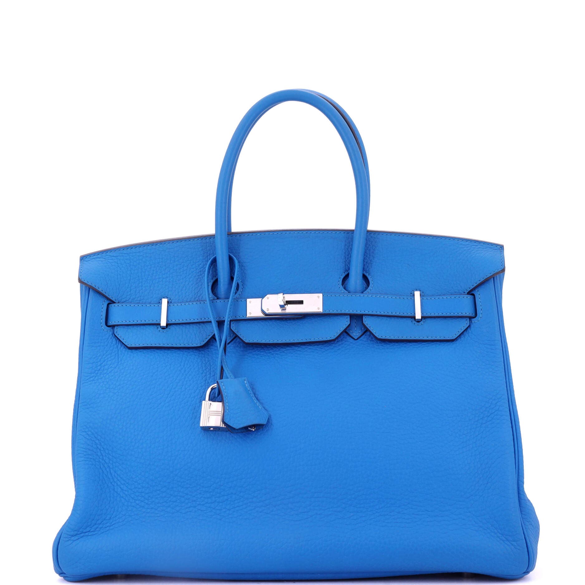 Pre-Owned Hermes Birkin Handbag Blue Togo with Palladium Hardware 35, Main, color, Bleu Hydra