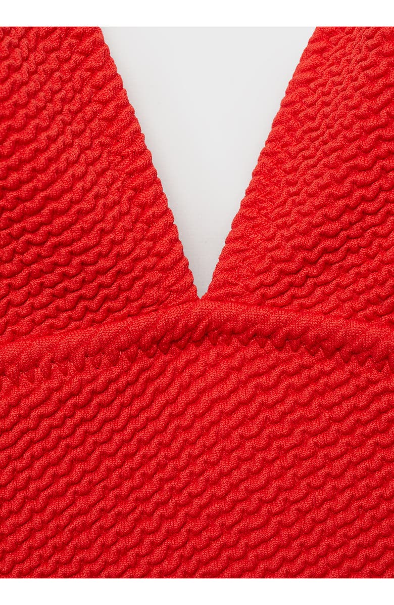 MANGO V-Neck Rib One-Piece Swimsuit, Alternate, color, Red