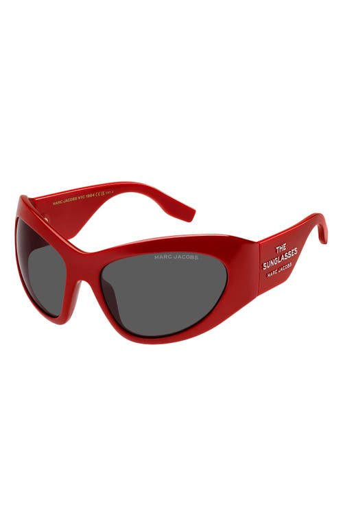 Shop Marc Jacobs 62mm Rectangular Sunglasses In Red/grey