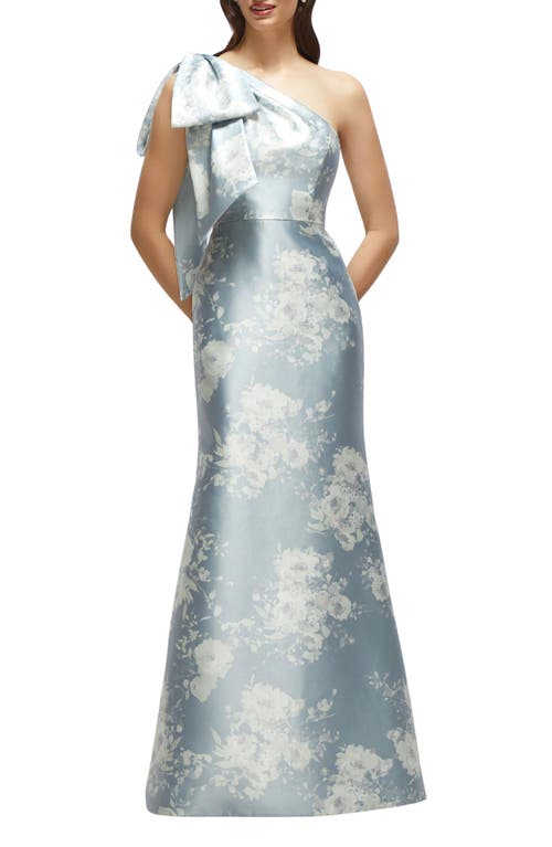 Alfred Sung Bow Shoulder Satin Twill Mermaid Gown