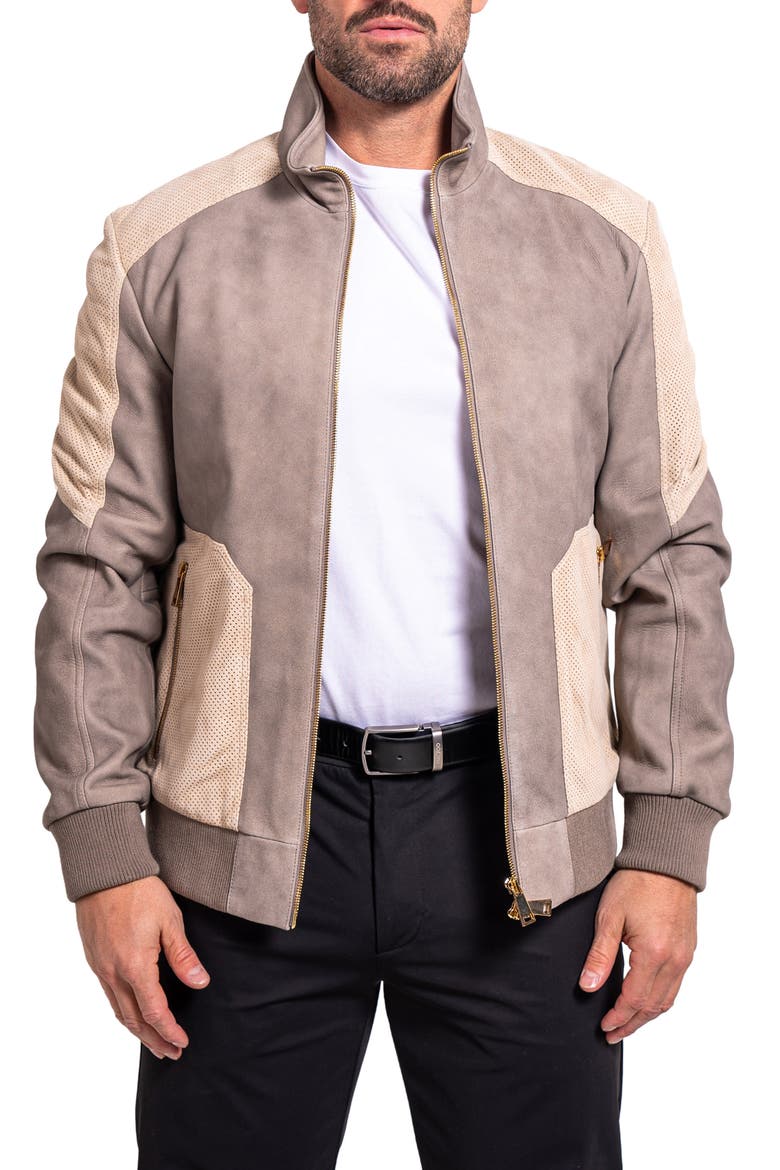 Resistance Mixed Media Suede Jacket, Main, color, GREY
