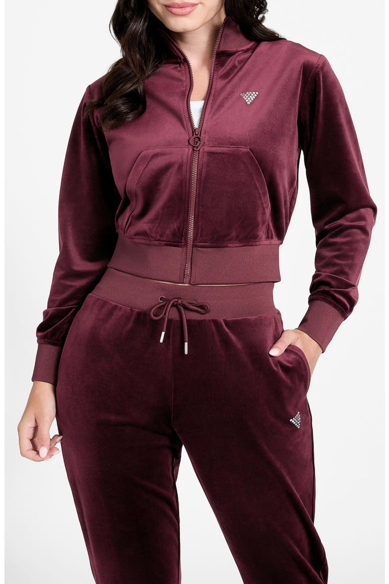 Couture Velour Zip-Up Sweatshirt, Main, color, PURPLE