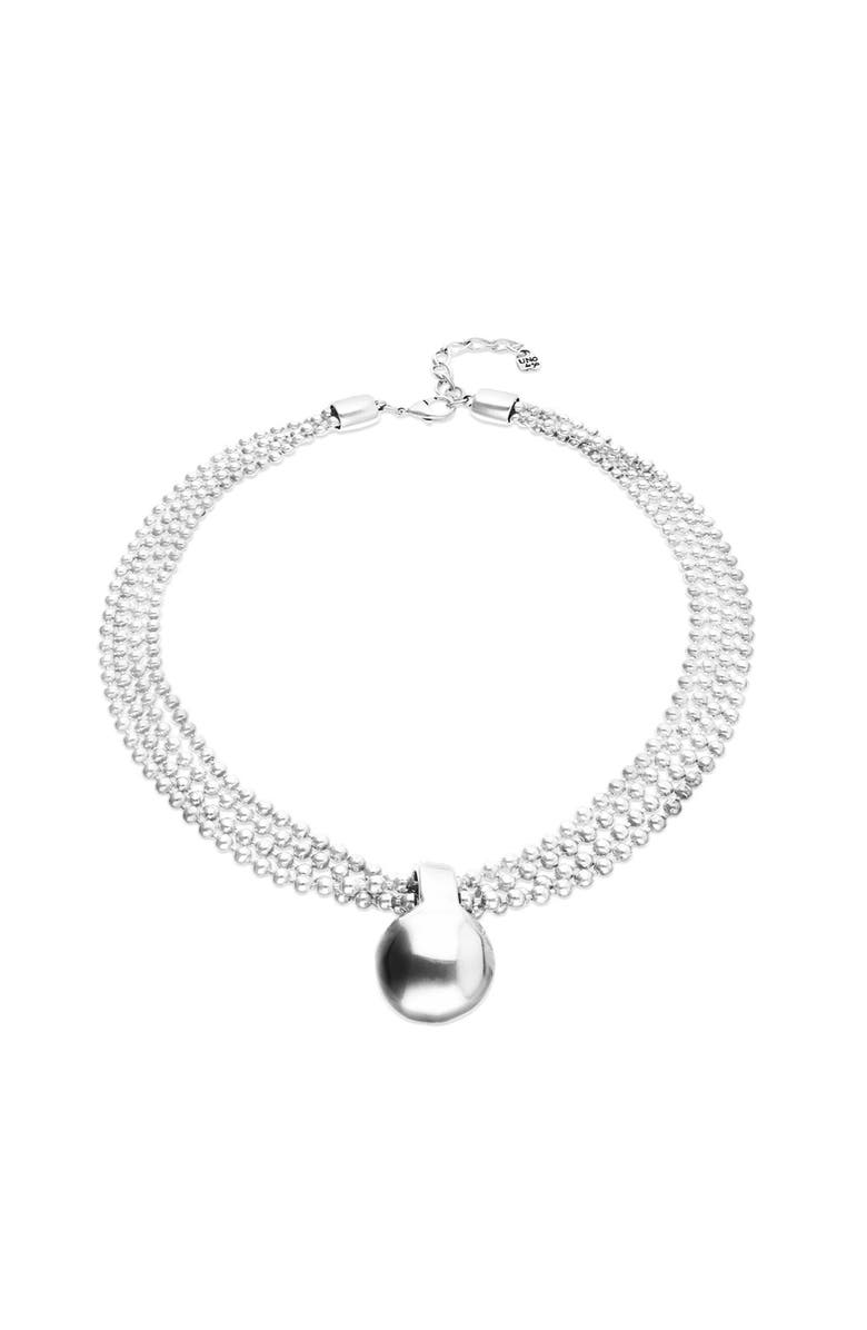 UNODE50 Necklace with silver threads and large dial, Alternate, color, Silver