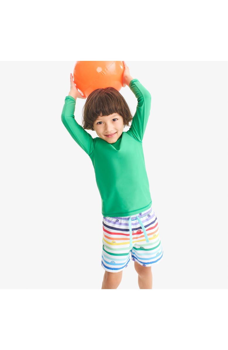 Primary Kids Sesame Street Swim Trunk, Alternate, color, White Sesame Street Stripes