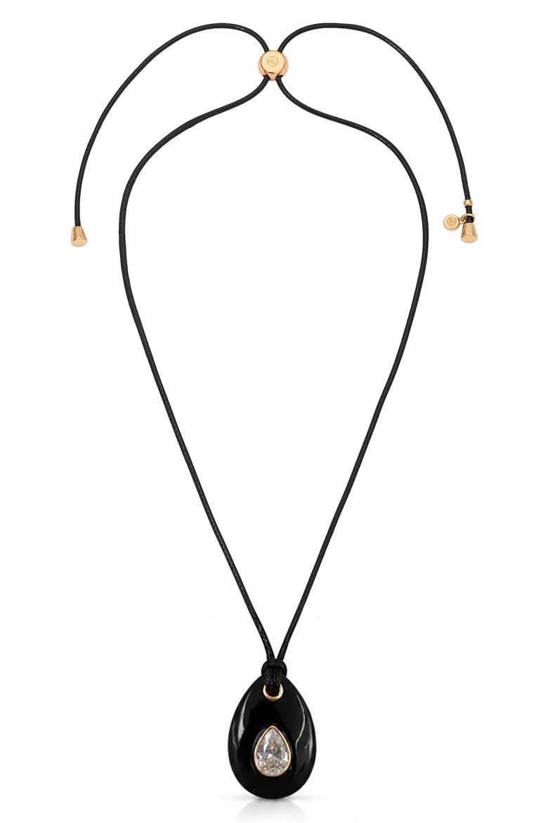 Teardrop Cord Pendant Necklace, Main, color, BLACK