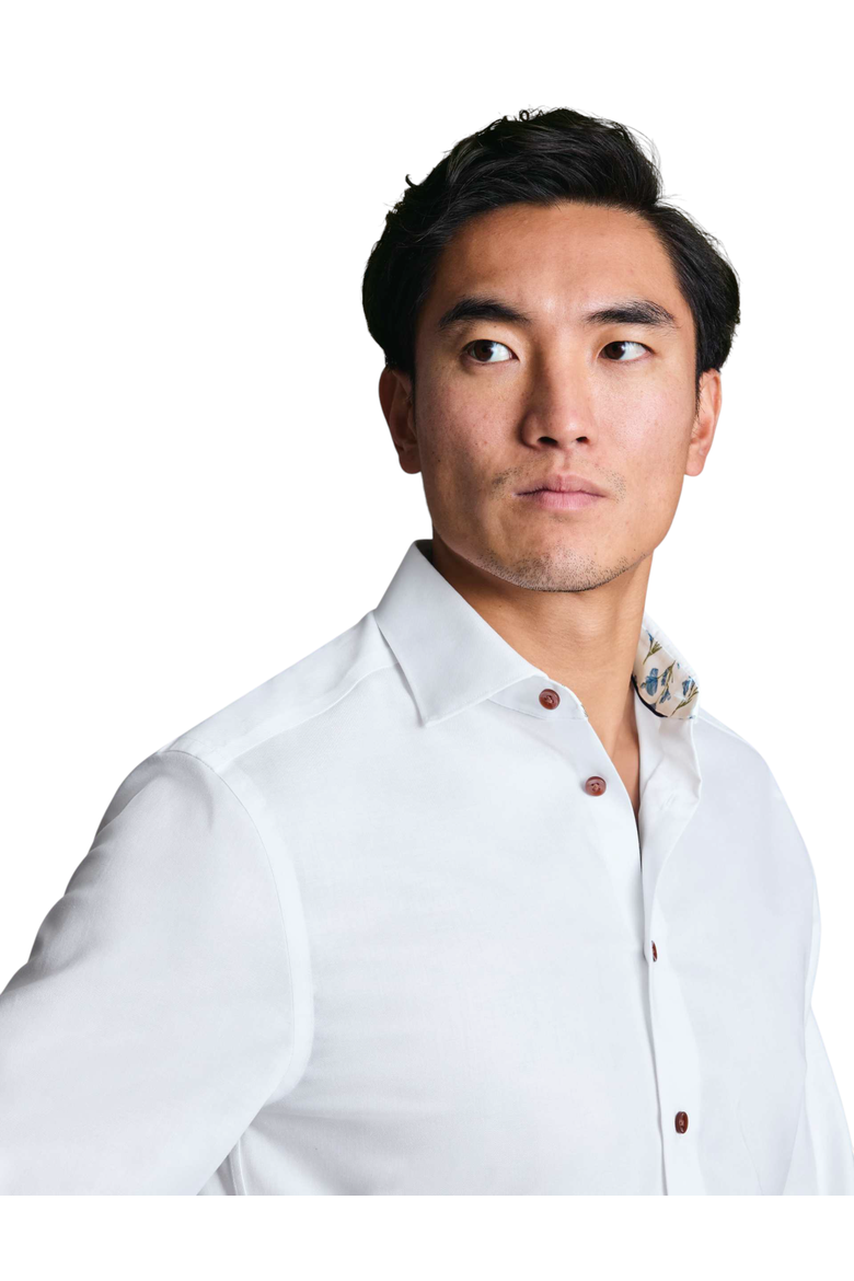 Non-Iron Stretch Printed Trim Shirt, Alternate, color, White