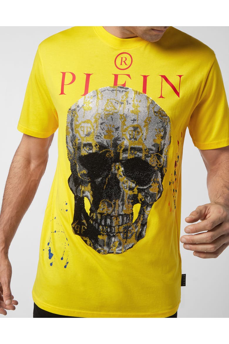 T-Shirt Round Neck Ss With Crystals Men, Alternate, color, yellow