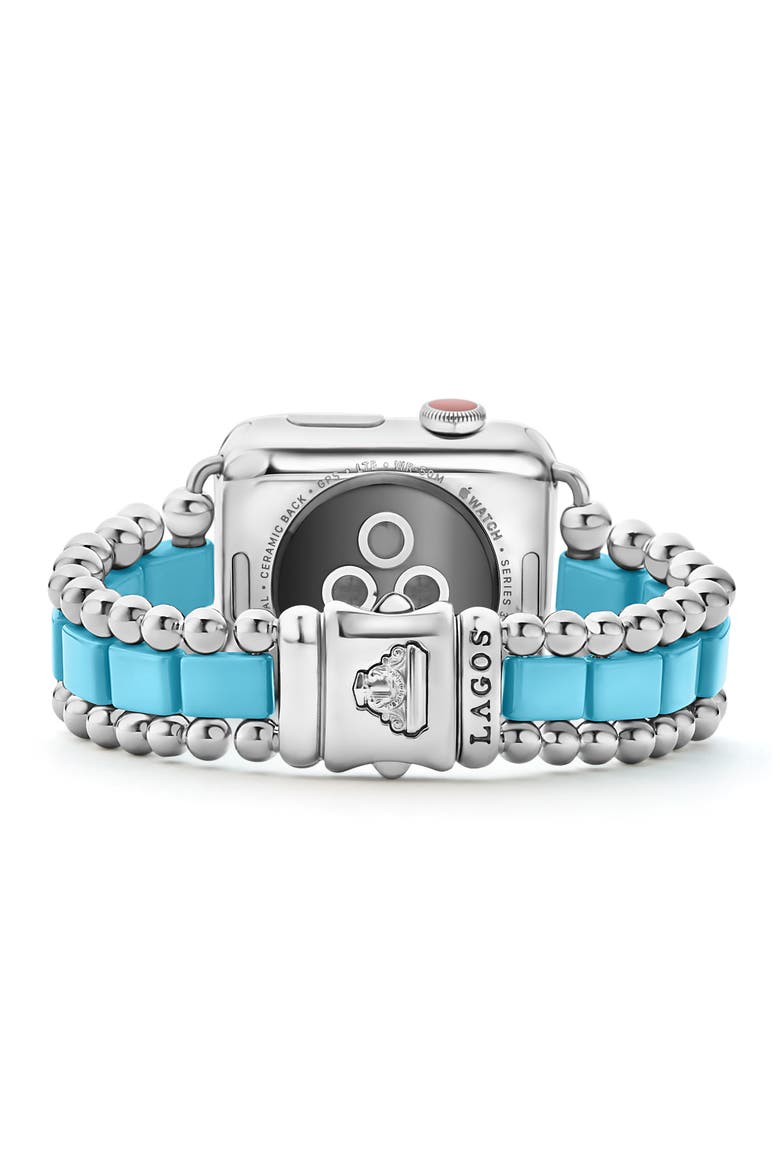 Smart Blue Caviar Ceramic & Stainless Steel 20mm Apple Watch® Watchband, Alternate, color, BLUE CERAMIC