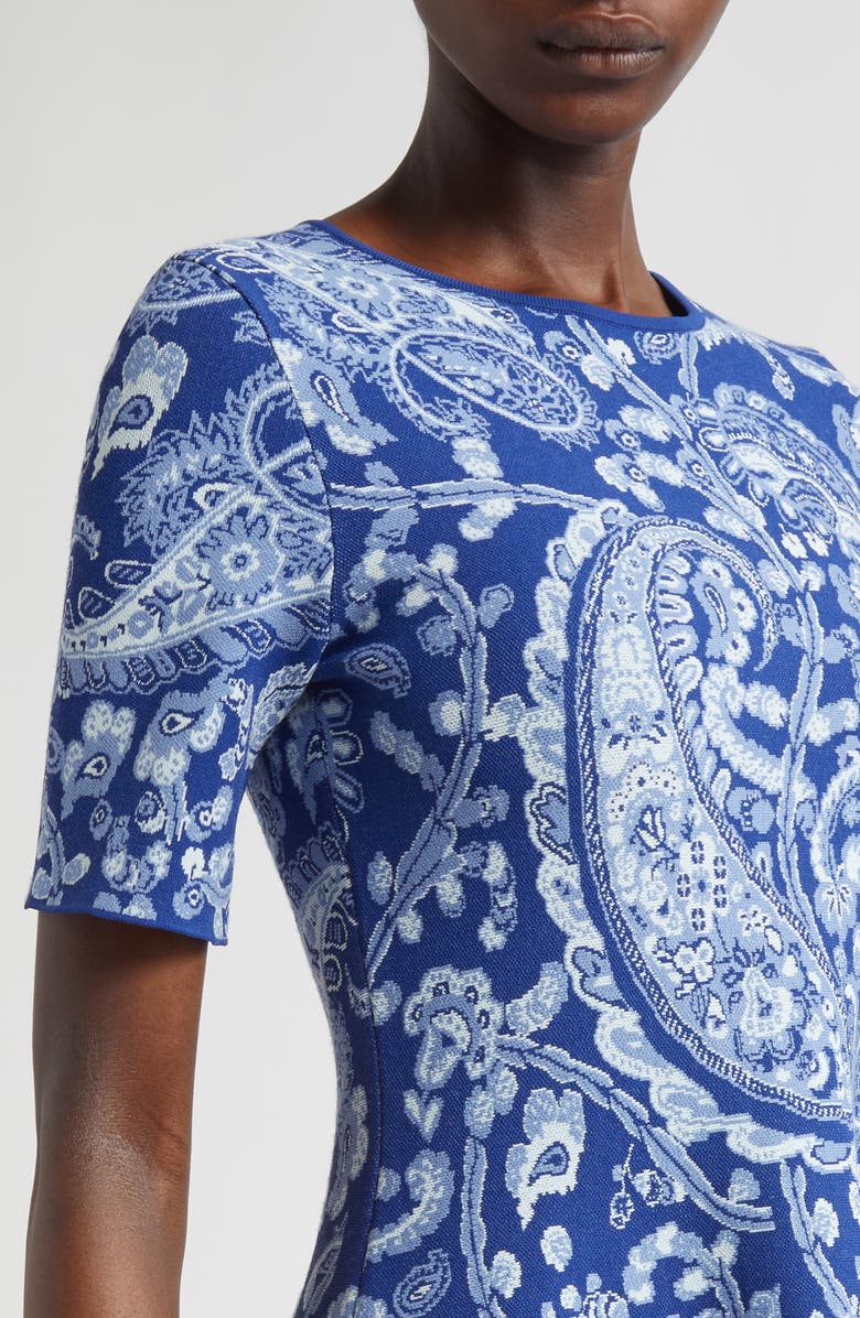 Etro Paisley Jacquard Sweater Dress, Alternate, color, Multicolour On Blue Base