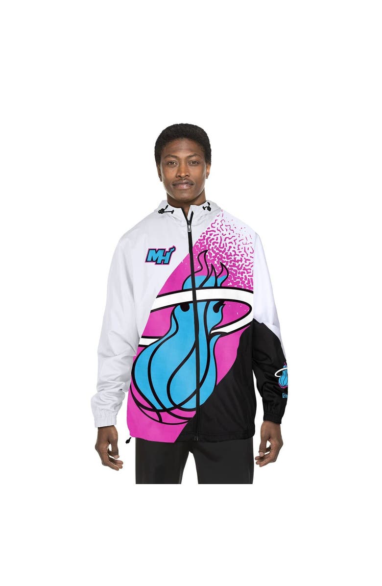 New Era Men's New Era  White Miami Heat 2024/25 City Edition Full-Zip Windbreaker Jacket, Alternate, color, 