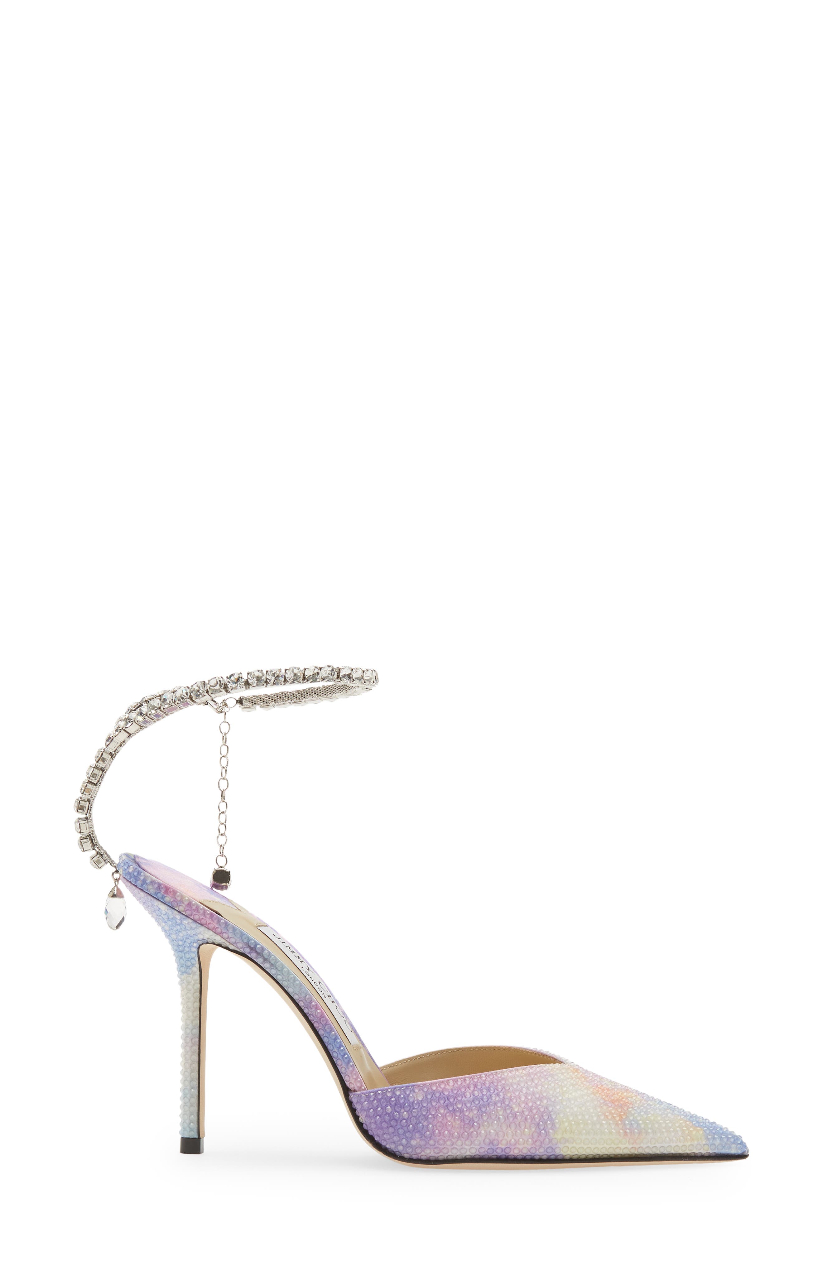 Jimmy Choo Saeda Bubble Crystal Ankle Strap Pointed Toe Pump, Alternate, color, 