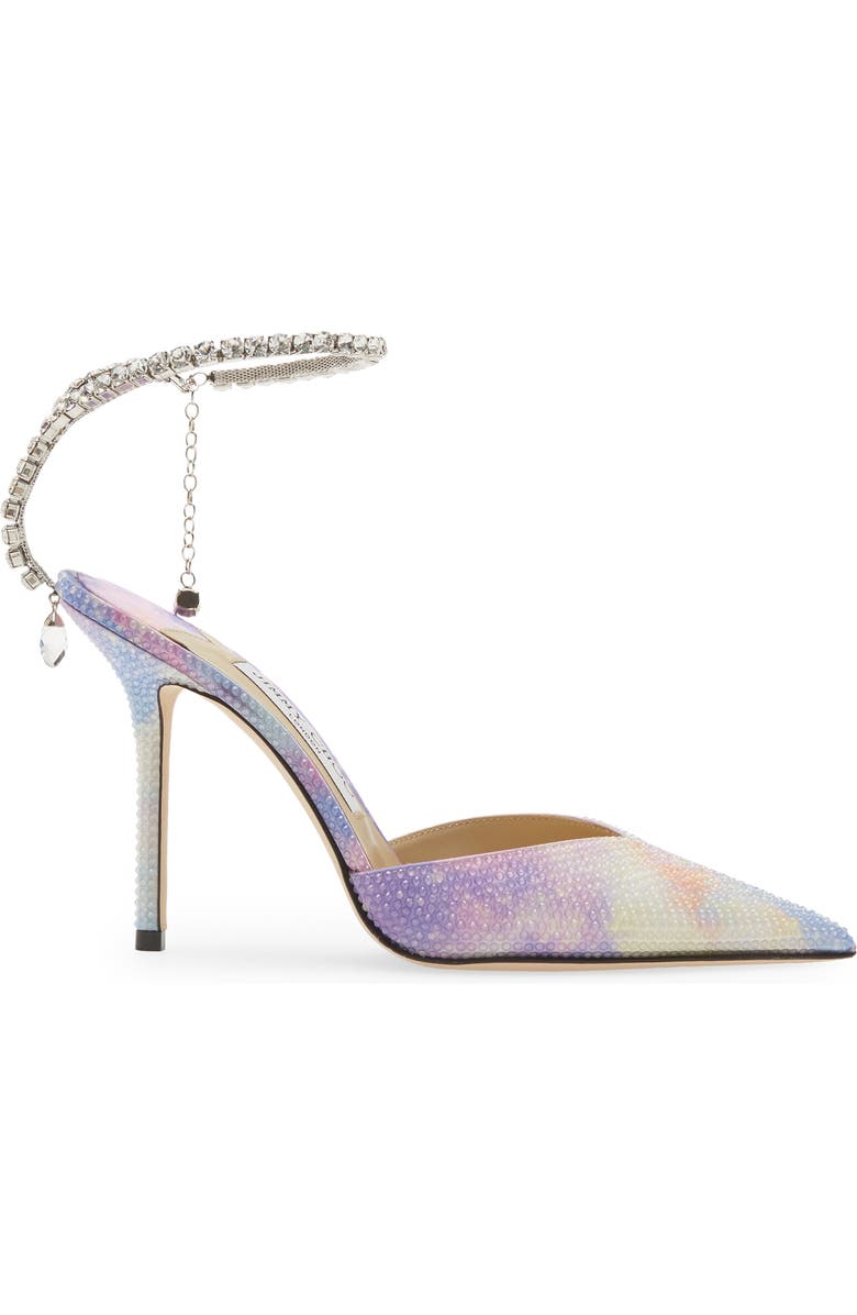 Jimmy Choo Saeda Bubble Crystal Ankle Strap Pointed Toe Pump, Alternate, color, Wisteria Mix