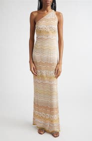 Missoni Zigzag One-Shoulder Column Gown