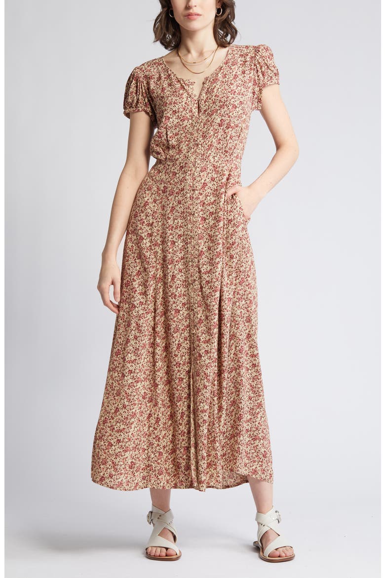 Floral Woven Maxi Dress, Alternate, color, IVORY- PINK LORA FLORAL