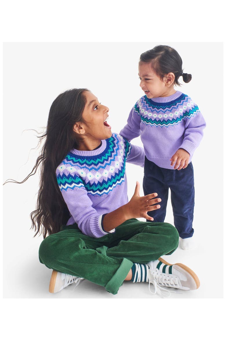 Baby Fair Isle Sweater, Alternate, color, Iris Fairisle